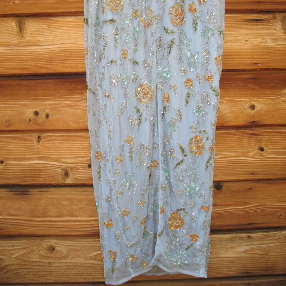 Mac Duggal 10808 Womens Blue Hand Beaded Floral Gown Dress Blue - Picture 13 of 16